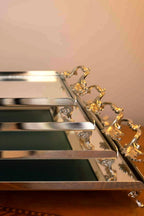 Mabel Zarif Kulplu Gümüş Mini Tepsi (25 x 15 cm) - Nazik Home - Yuvama Değer!