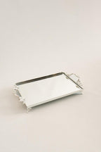 Mabel Zarif Kulplu Gümüş Orta Tepsi (32 x 22 cm) - Nazik Home - Yuvama Değer!