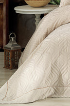 Malta Geometrik Desenli Jakarlı Çift Kişilik Yatak Örtüsü - Nazik Home - Yuvama Değer!