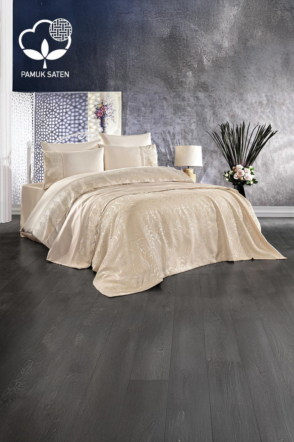 Marissa Güpürlü ve Jakarlı Pamuk Saten Pikeli Nevresim Takımı - Nazik Home - Yuvama Değer!