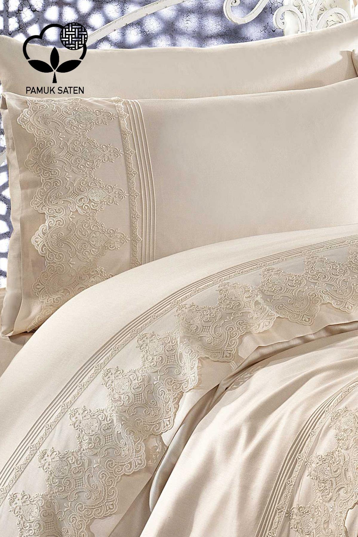 Marissa Güpürlü ve Jakarlı Pamuk Saten Pikeli Nevresim Takımı - Nazik Home - Yuvama Değer!