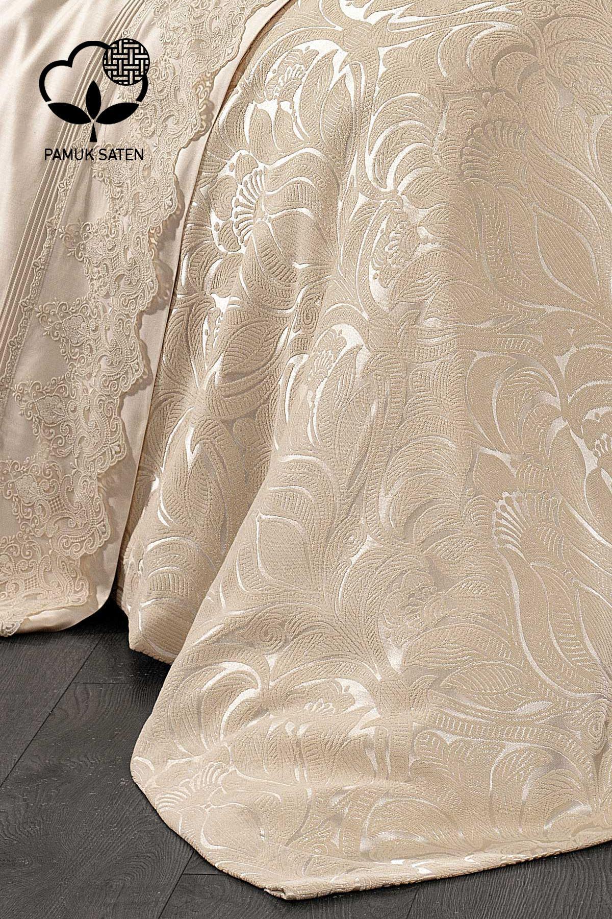 Marissa Güpürlü ve Jakarlı Pamuk Saten Pikeli Nevresim Takımı - Nazik Home - Yuvama Değer!