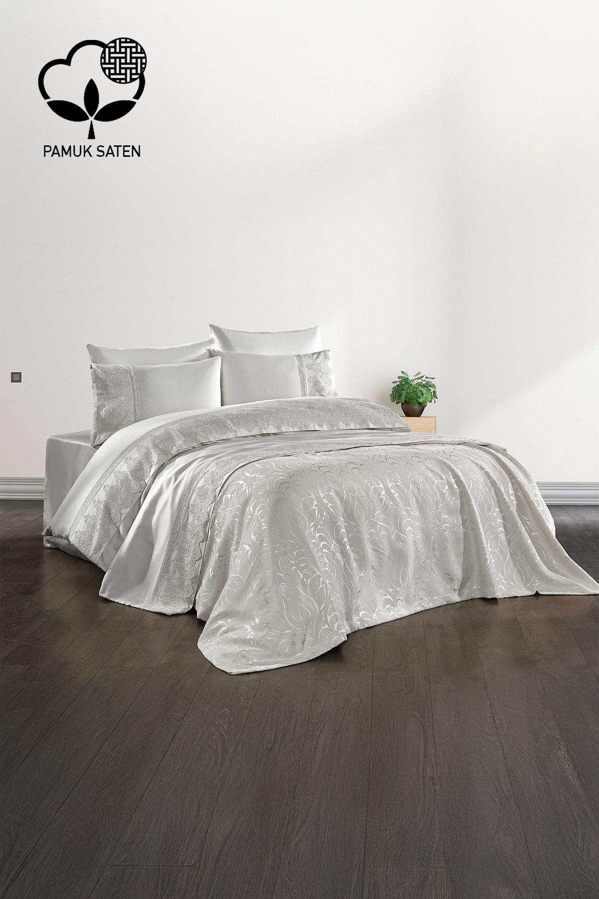 Marissa Güpürlü ve Jakarlı Pamuk Saten Pikeli Nevresim Takımı - Nazik Home - Yuvama Değer!