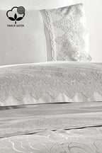 Marissa Güpürlü ve Jakarlı Pamuk Saten Pikeli Nevresim Takımı - Nazik Home - Yuvama Değer!