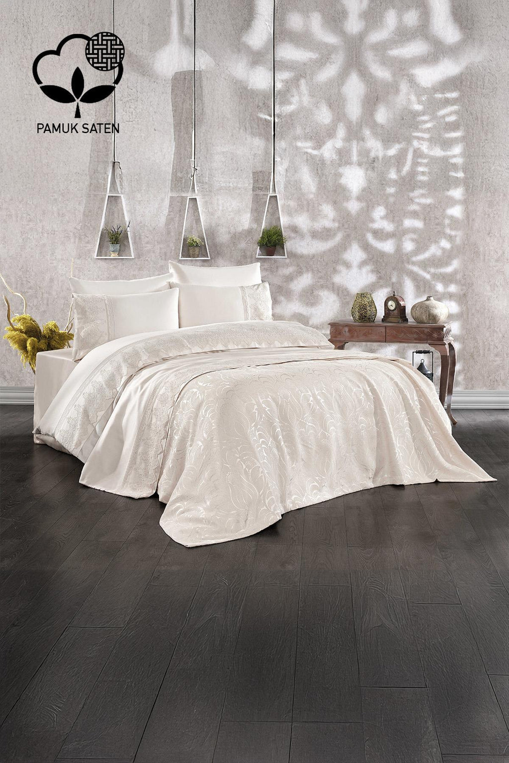 Marissa Güpürlü ve Jakarlı Pamuk Saten Pikeli Nevresim Takımı - Nazik Home - Yuvama Değer!