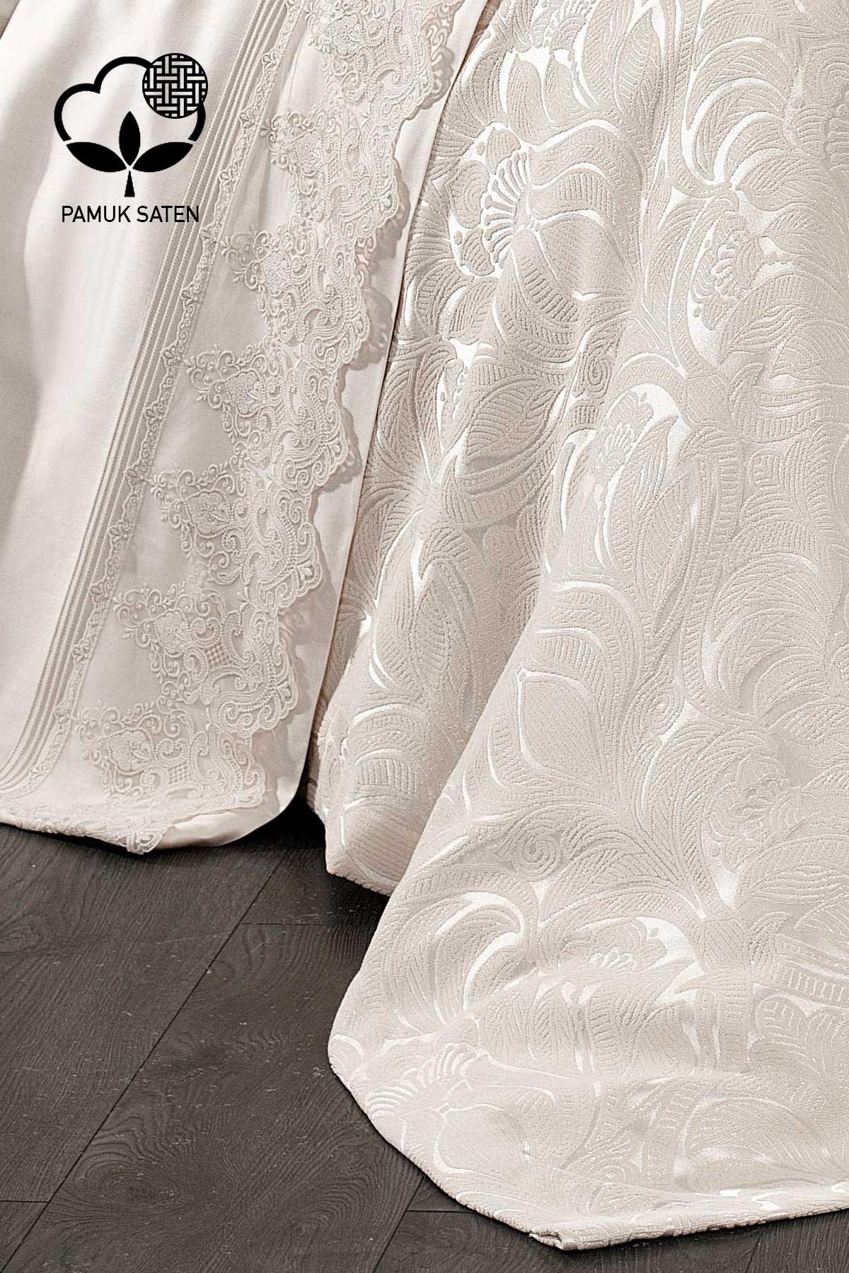 Marissa Güpürlü ve Jakarlı Pamuk Saten Pikeli Nevresim Takımı - Nazik Home - Yuvama Değer!