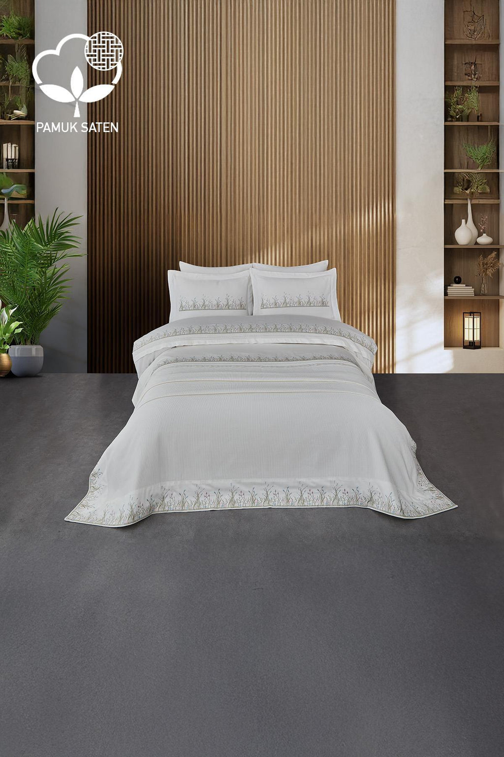 Masal İşlemeli Çift Kişilik 7 Parça Nevresim + Pike Set - Nazik Home - Yuvama Değer!