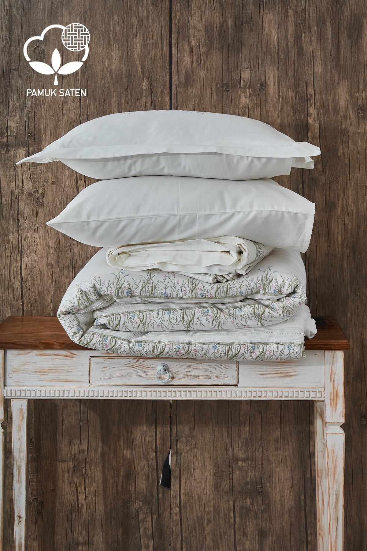 Masal İşlemeli Çift Kişilik 7 Parça Nevresim + Pike Set - Nazik Home - Yuvama Değer!