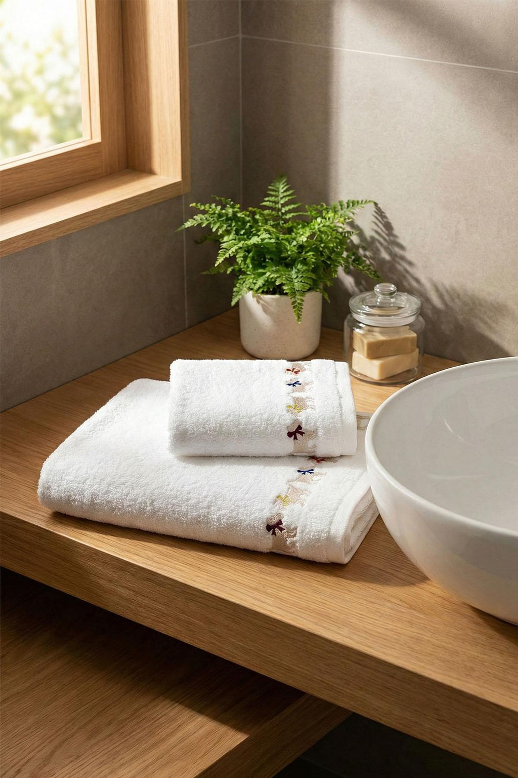 Milu Mini Köpek Nakışlı El Havlusu (30 x 50 cm)