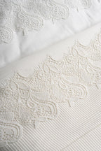 Mirena Dantelli Çift Kişilik 7 Parça Nevresim + Pike Set