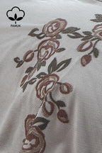 Oasis Çiçek Nakışlı Çift Kişilik 9 Parça Nevresim + Pike Set - Nazik Home - Yuvama Değer!