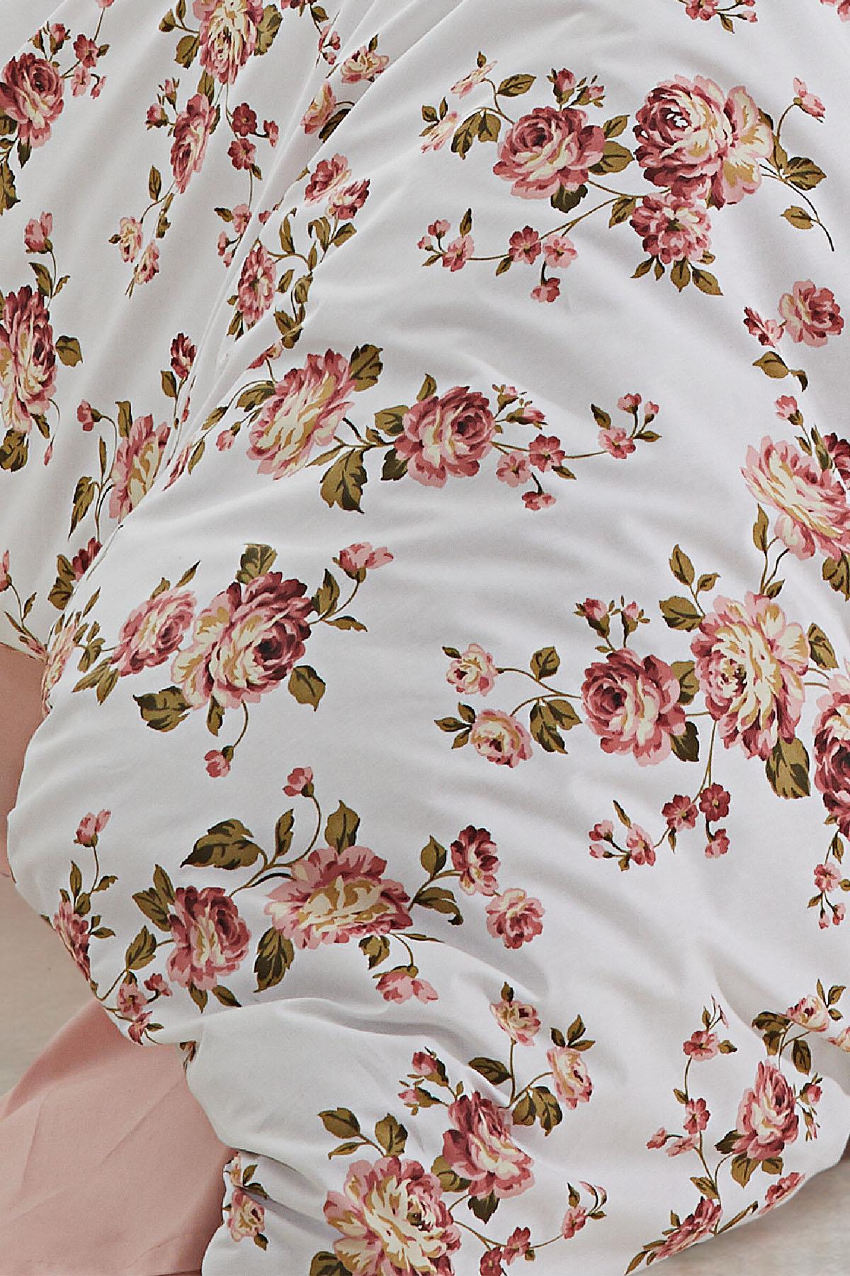 Pielle Çiçek Desenli %100 Pamuk Çift Kişilik 4 Parça Nevresim Takımı - Nazik Home - Yuvama Değer!