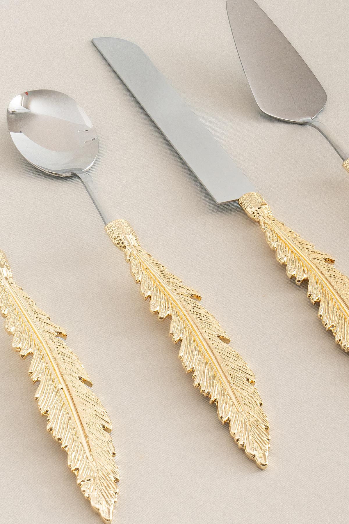 Plume Altın Servis Seti (5 Parça) - Nazik Home - Yuvama Değer!