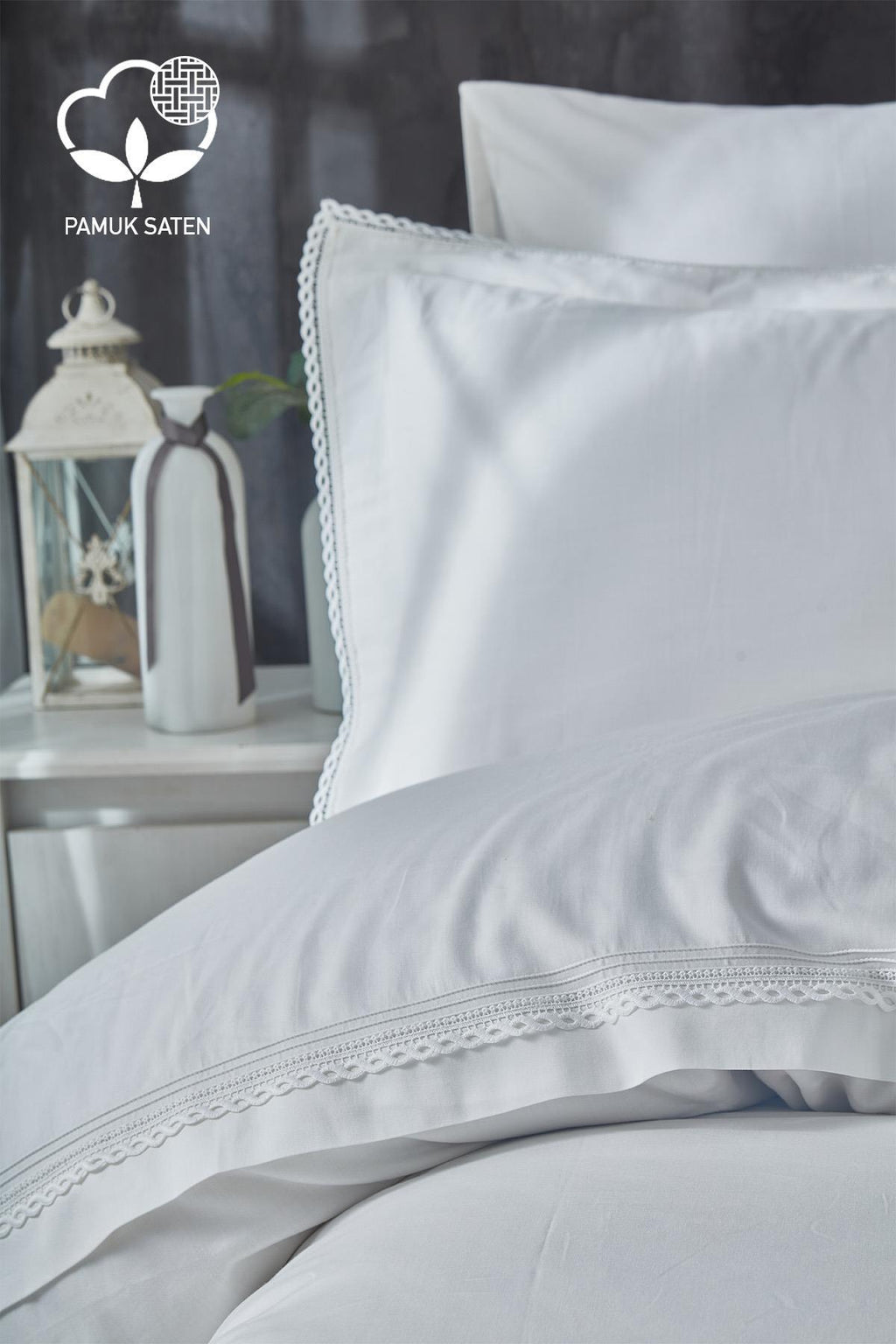 Portie Dantelli Pamuk Saten King Size 6 Parça Nevresim Takımı - Nazik Home - Yuvama Değer!