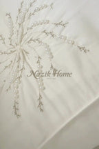 Lorient İncili Nakışlı Pamuk Saten Çift Kişilik 6 Parça Nevresim Takımı