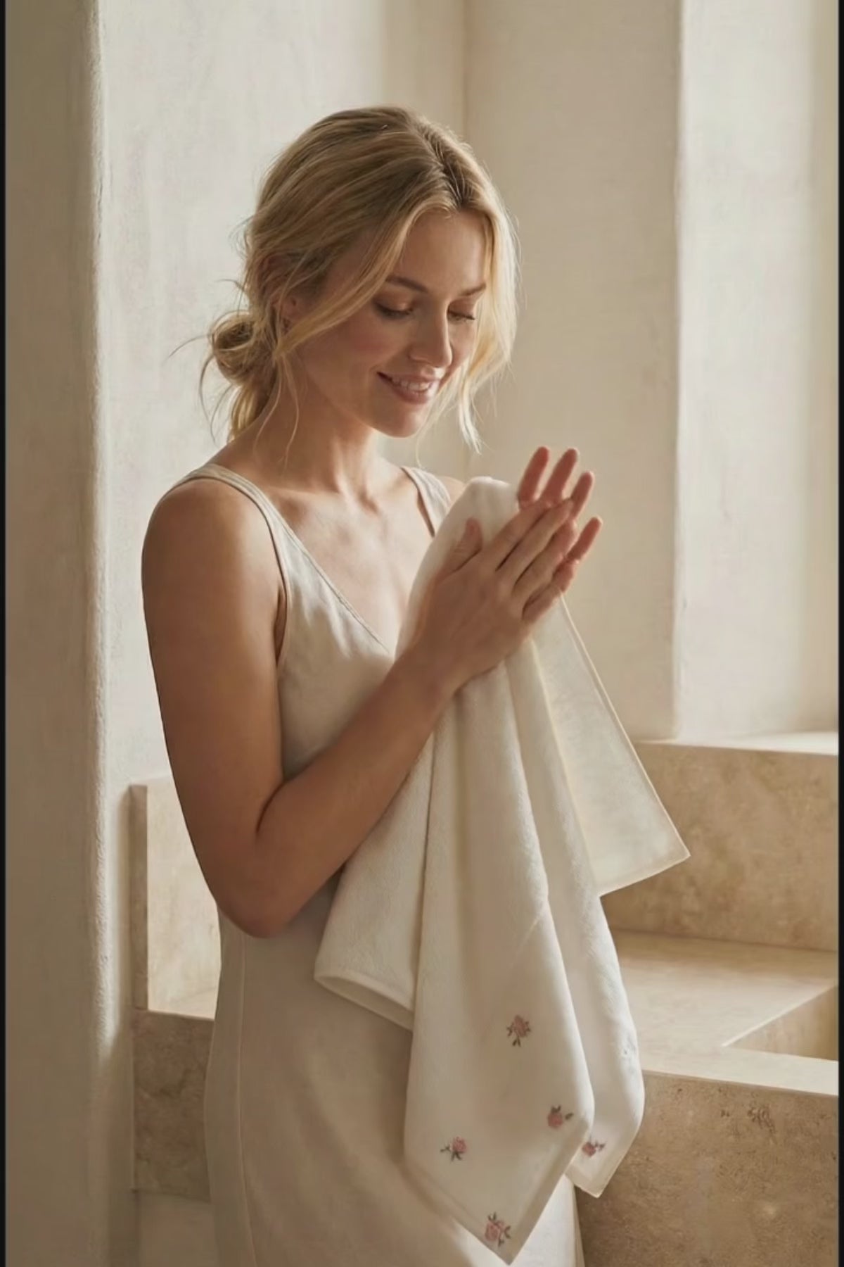 Flower Garden Gül Nakışlı El Havlusu (30 x 50 cm)