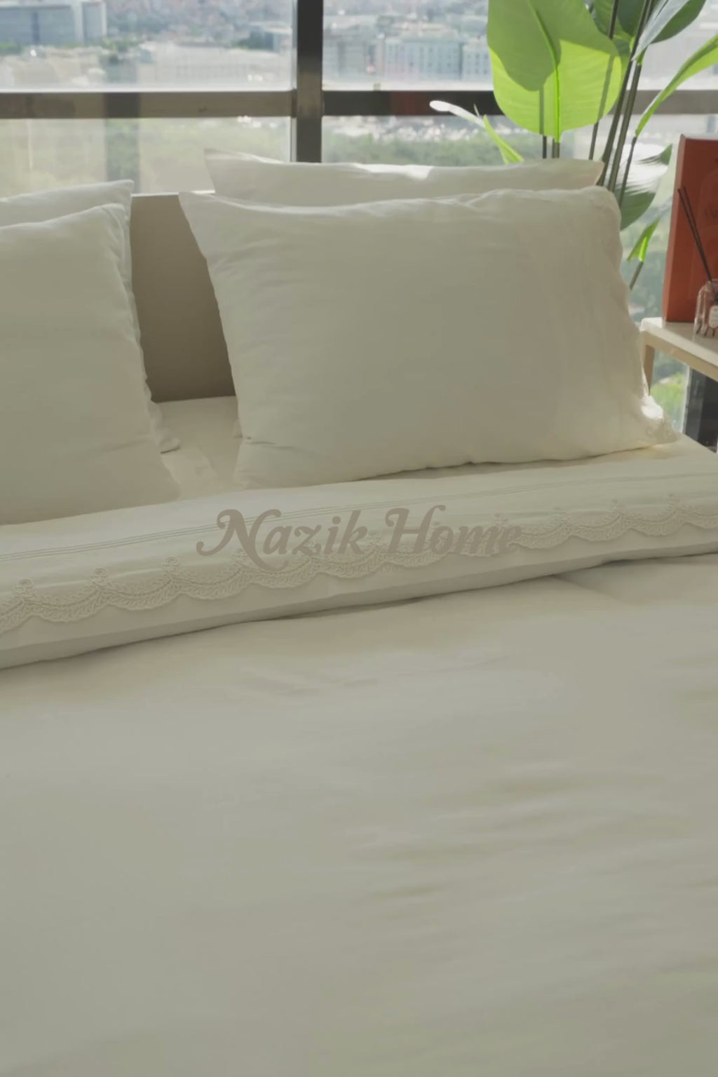 Ramos Nakış İşlemeli Pamuk Saten Çift Kişilik 6 Parça Nevresim Takımı