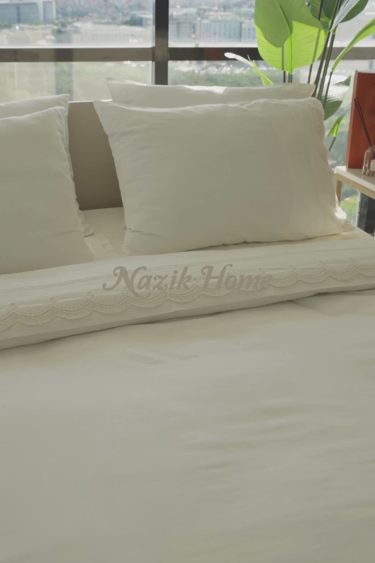 Ramos Nakış İşlemeli Pamuk Saten Çift Kişilik 6 Parça Nevresim Takımı