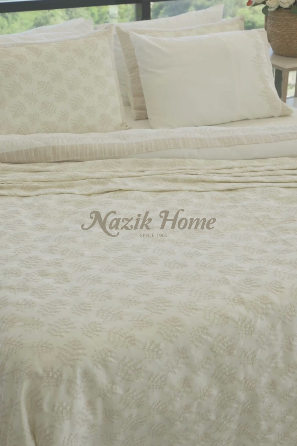 Arista Yaprak İşlemeli Çift Kişilik 9 Parça Nevresim + Pike Set