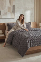 Terra Pelüş Keten Dokulu Tek Kişilik Yatak Örtüsü