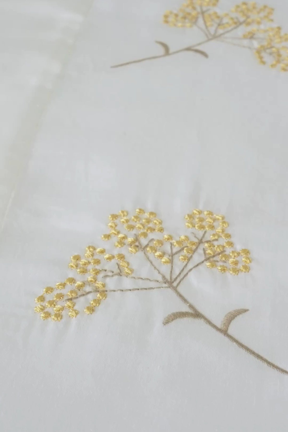 Sementa Çiçek Nakışlı Pamuk Saten Çift Kişilik 6 Parça Nevresim Takımı