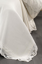 Puerta Çiçek İşlemeli Çift Kişilik 9 Parça Nevresim + Pike Set