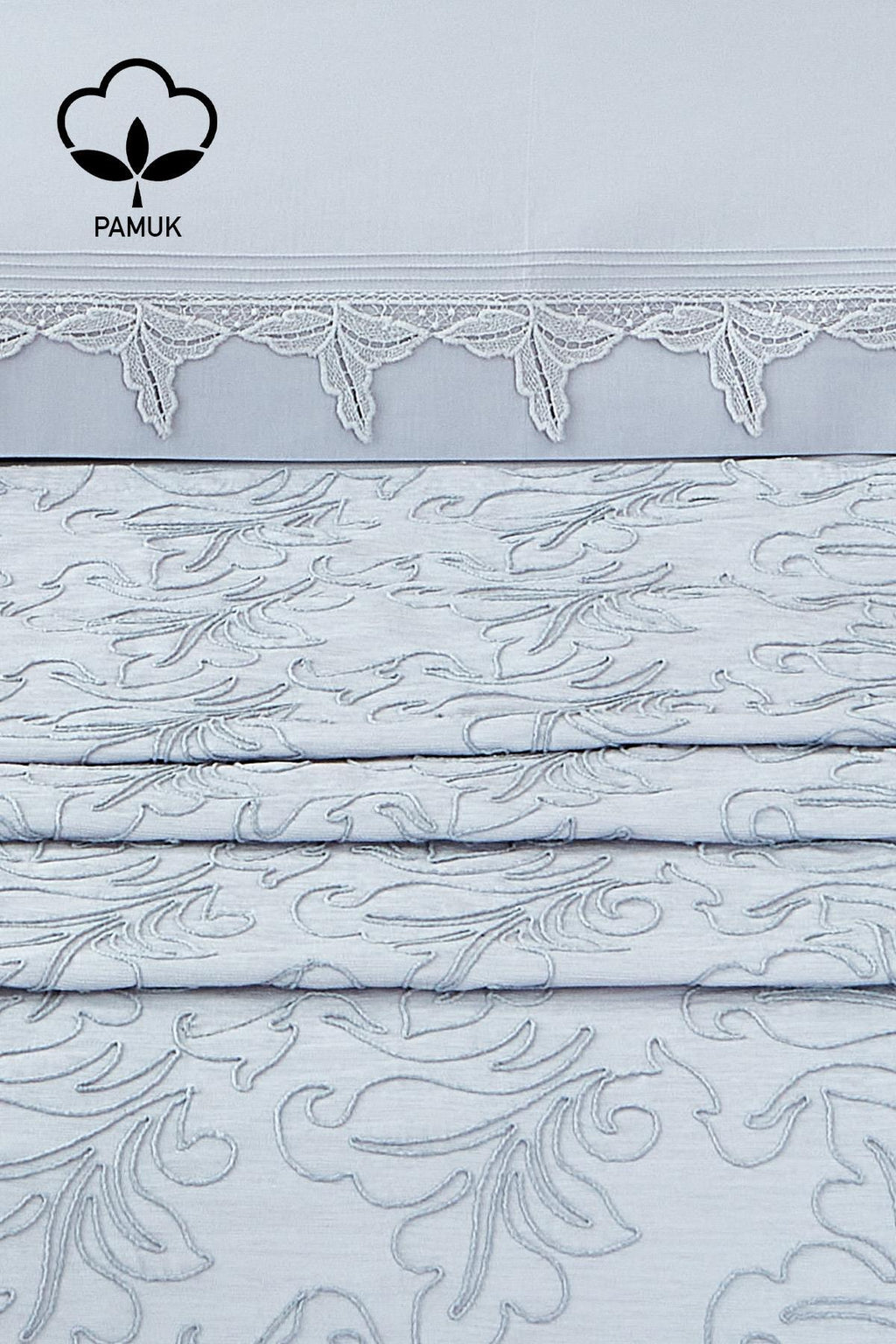 Ribera İşlemeli Çift Kişilik 9 Parça Nevresim + Pike Set - Nazik Home - Yuvama Değer!