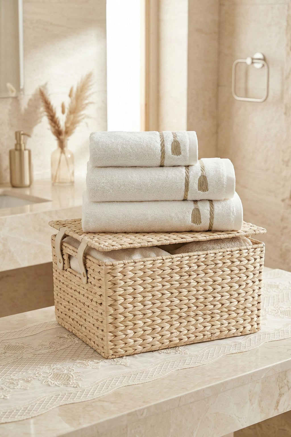 Rom Nakışlı Banyo Havlusu (90 x 150 cm)