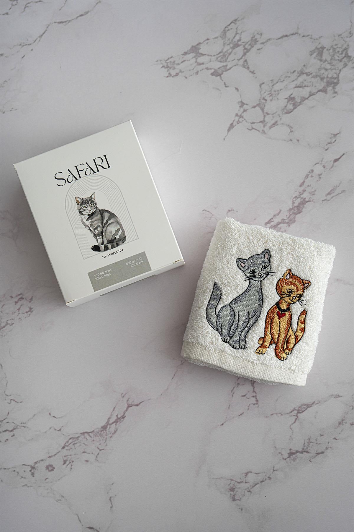 Safari Serisi Hayvan Nakışlı El Havlusu (30 x 50 cm)