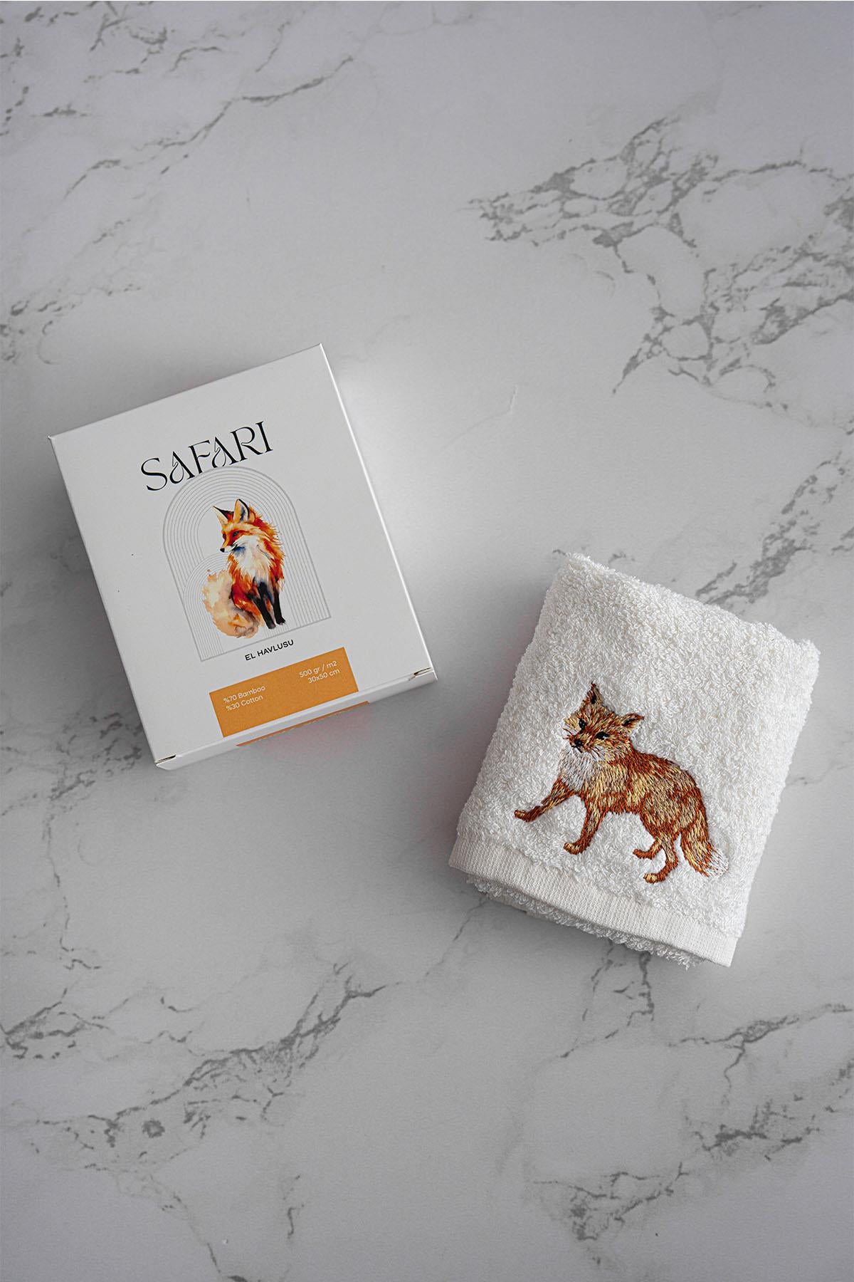 Safari Serisi Hayvan Nakışlı El Havlusu (30 x 50 cm)
