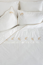 Sementa Çiçek Nakışlı Pamuk Saten Çift Kişilik 6 Parça Nevresim Takımı