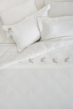 Sementa Çiçek Nakışlı Pamuk Saten Çift Kişilik 6 Parça Nevresim Takımı