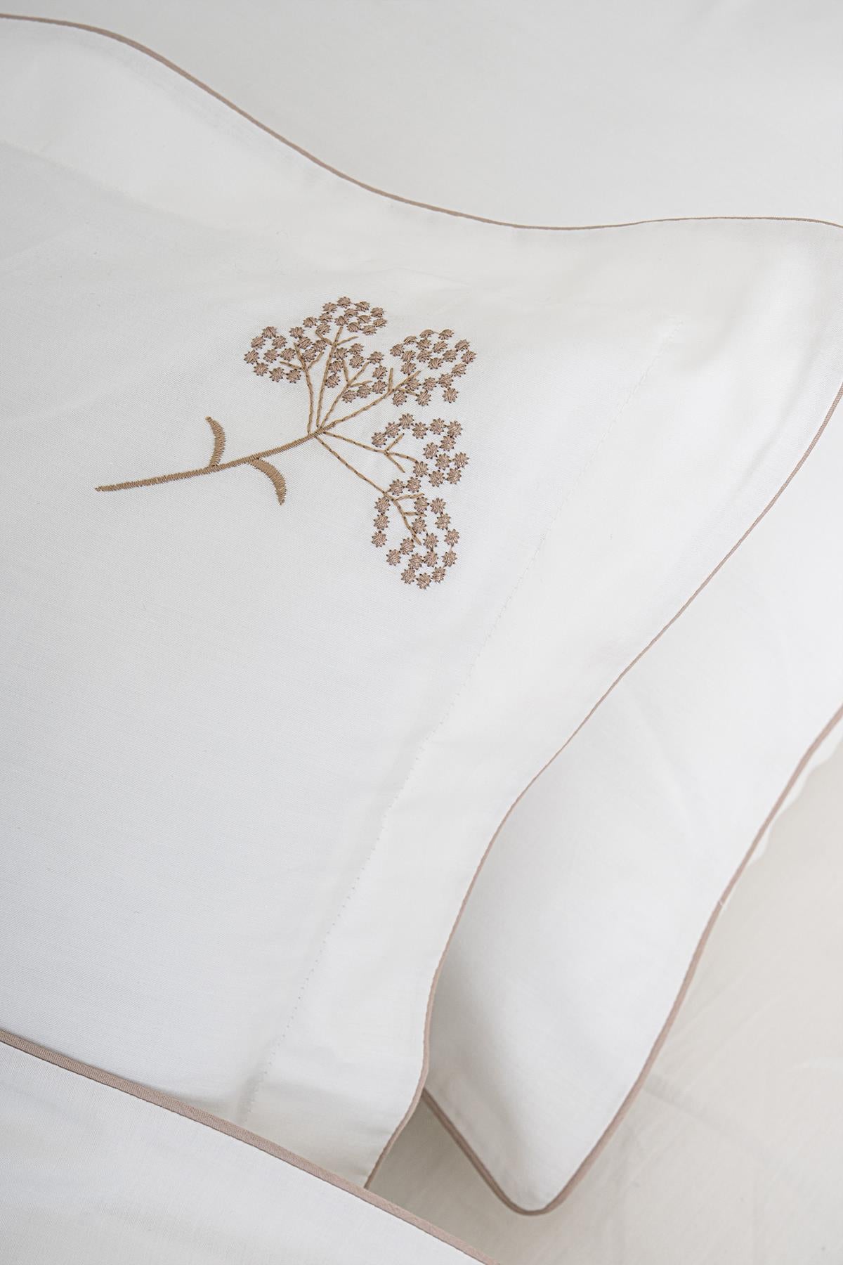 Sementa Çiçek Nakışlı Pamuk Saten Çift Kişilik 6 Parça Nevresim Takımı