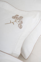 Sementa Çiçek Nakışlı Pamuk Saten Çift Kişilik 6 Parça Nevresim Takımı