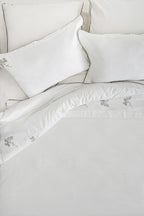 Sementa Çiçek Nakışlı Pamuk Saten Çift Kişilik 6 Parça Nevresim Takımı