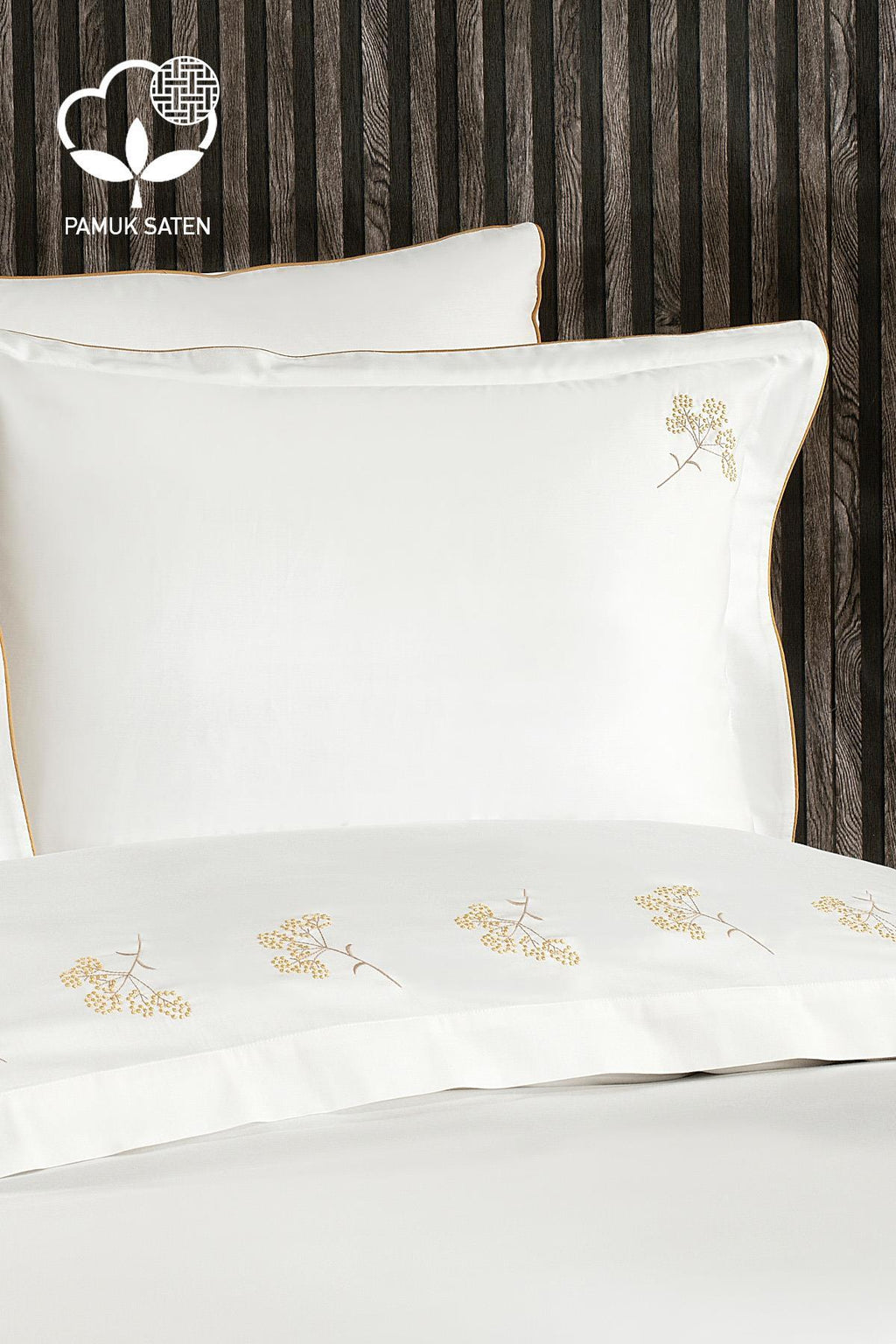 Sementa Çiçek Nakışlı Pamuk Saten Süper King Size 6 Parça Nevresim Takımı - Nazik Home - Yuvama Değer!