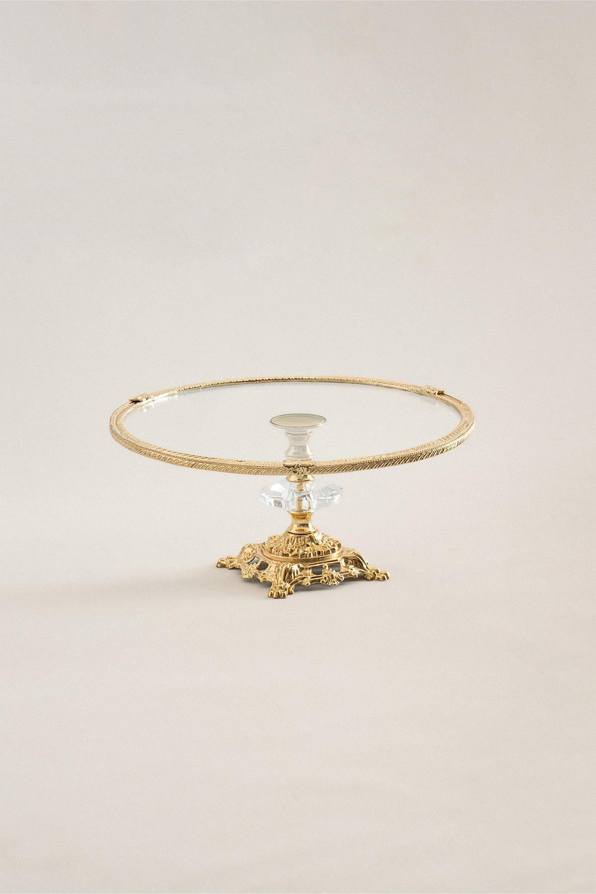 Sierra Altın Detaylı Ayaklı Sunumluk Yuvarlak (25 cm) - Nazik Home - Yuvama Değer!