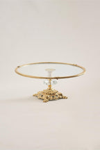 Sierra Altın Detaylı Ayaklı Sunumluk Yuvarlak (29 cm) - Nazik Home - Yuvama Değer!