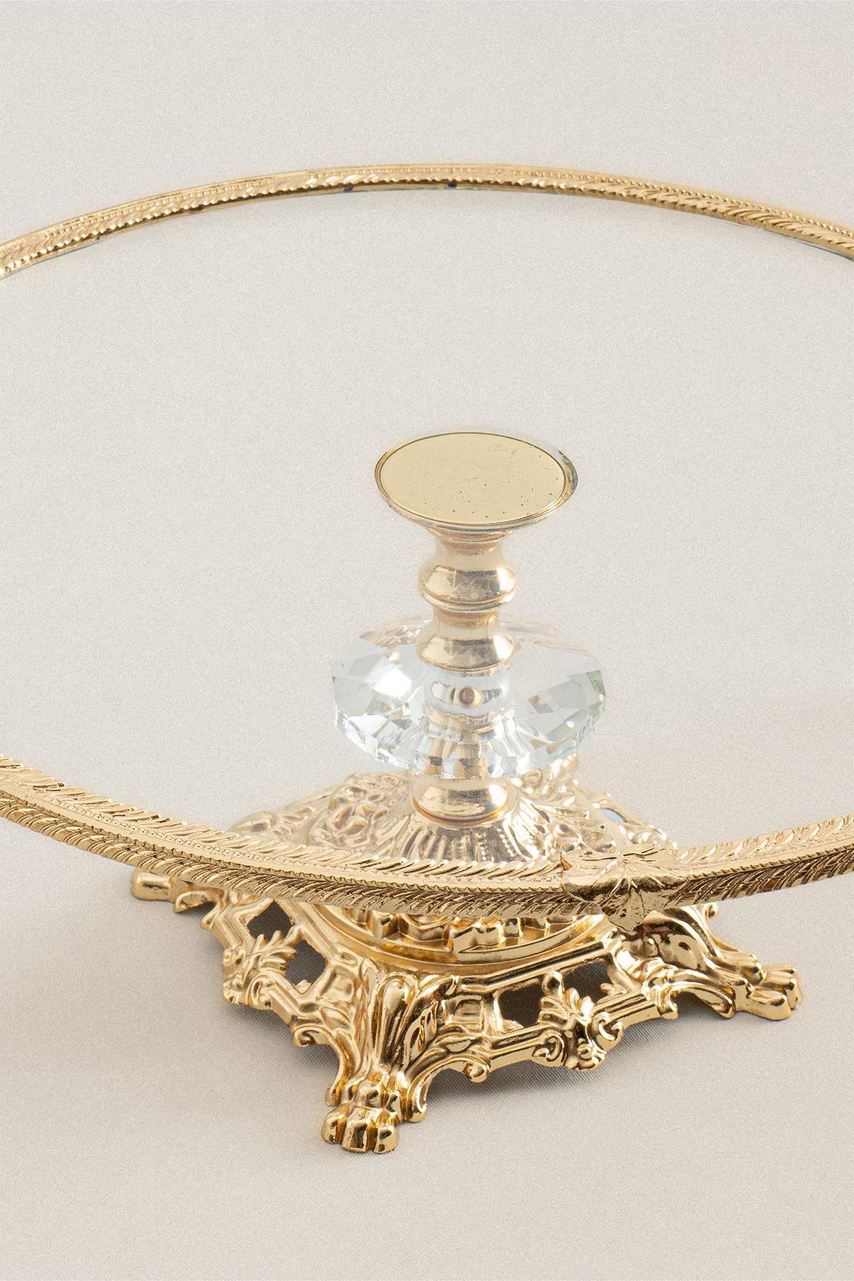 Sierra Altın Detaylı Ayaklı Sunumluk Yuvarlak (29 cm) - Nazik Home - Yuvama Değer!