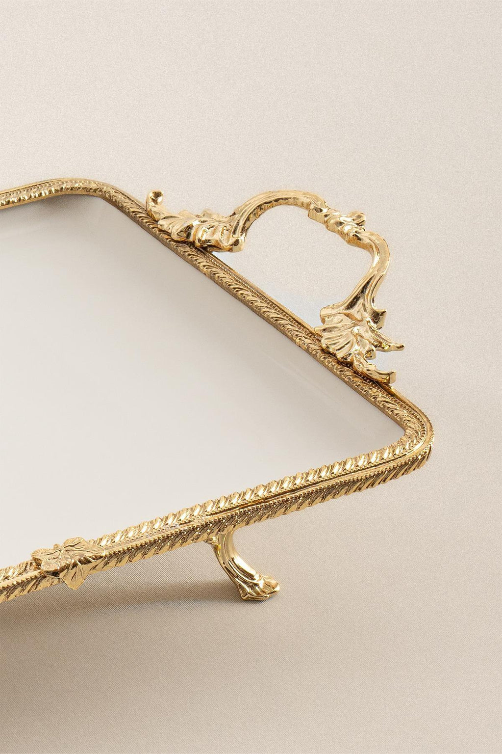 Sierra Altın Detaylı Kulplu Porselen Sunumluk Dikdörtgen (30 x 22 cm) - Nazik Home - Yuvama Değer!