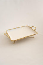 Sierra Altın Detaylı Kulplu Porselen Sunumluk Dikdörtgen (35 x 26 cm) - Nazik Home - Yuvama Değer!