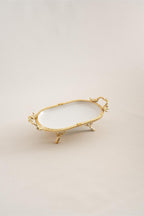 Sierra Altın Detaylı Kulplu Porselen Sunumluk Oval (25 x 15 cm) - Nazik Home - Yuvama Değer!