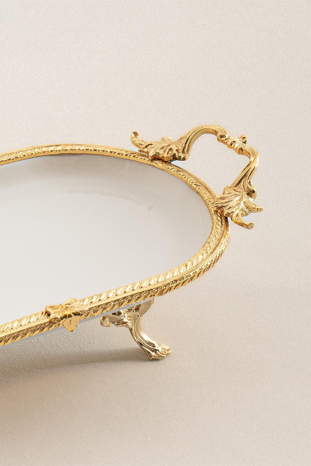 Sierra Altın Detaylı Kulplu Porselen Sunumluk Oval (25 x 15 cm) - Nazik Home - Yuvama Değer!