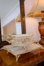 Sierra Altın Detaylı Kulplu Porselen Sunumluk Oval (25 x 15 cm) - Nazik Home - Yuvama Değer!