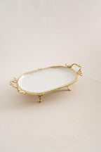 Sierra Altın Detaylı Kulplu Porselen Sunumluk Oval (33 x 21 cm) - Nazik Home - Yuvama Değer!