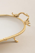 Sierra Altın Detaylı Kulplu Porselen Sunumluk Oval (33 x 21 cm) - Nazik Home - Yuvama Değer!