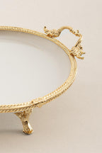 Sierra Altın Detaylı Kulplu Porselen Sunumluk Yuvarlak (25 cm) - Nazik Home - Yuvama Değer!