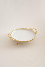 Sierra Altın Detaylı Kulplu Porselen Sunumluk Yuvarlak (29 cm) - Nazik Home - Yuvama Değer!