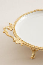 Sierra Altın Detaylı Kulplu Porselen Sunumluk Yuvarlak (29 cm) - Nazik Home - Yuvama Değer!