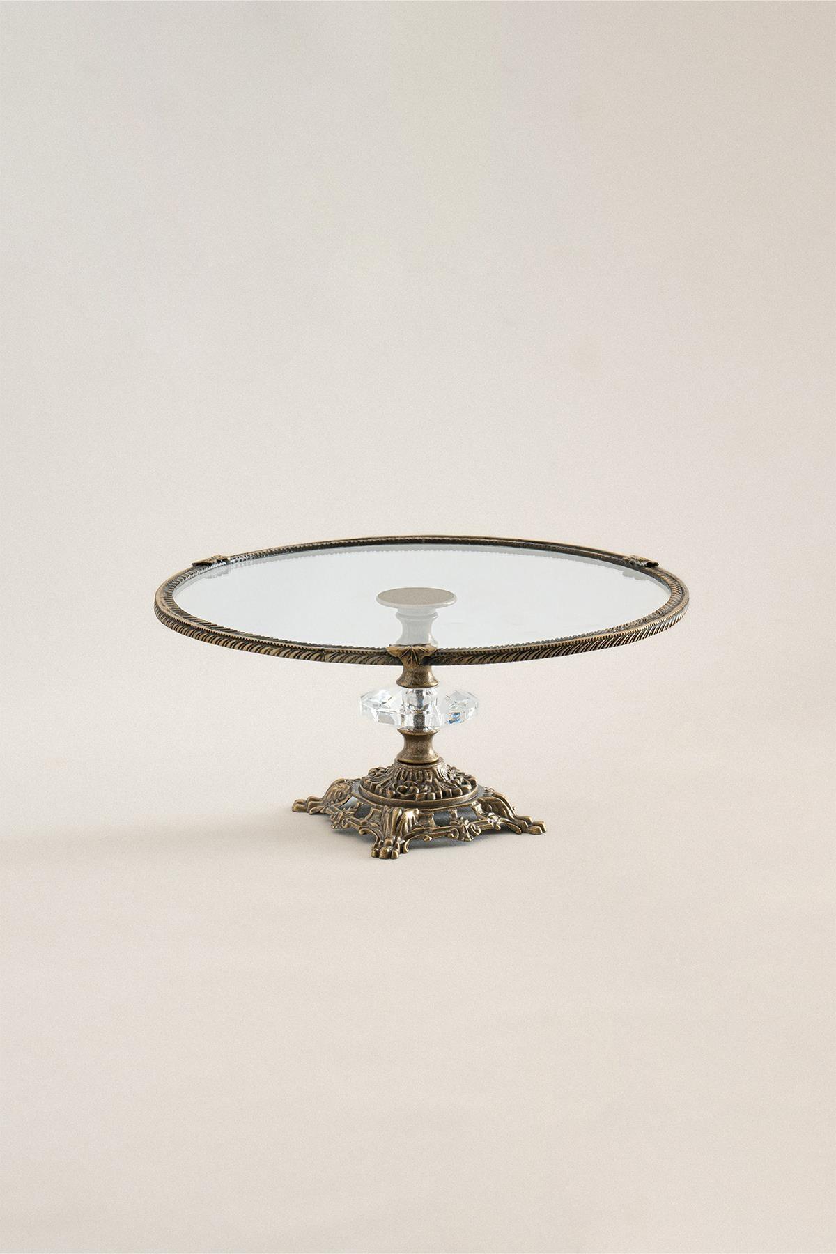 Sierra Eskitme Detaylı Ayaklı Sunumluk Yuvarlak (25 cm) - Nazik Home - Yuvama Değer!